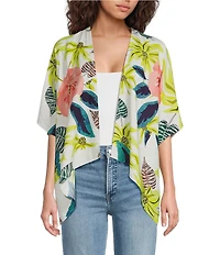 Anna & Ava Floral And Palm Embroidered Kimono