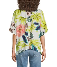 Anna & Ava Floral And Palm Embroidered Kimono