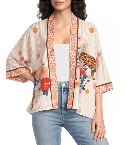 Anna & Ava Floral Leopard Color Block Ruana