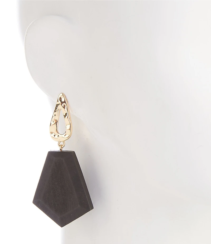 Anna & Ava Geo Wood Statement Drop Earrings
