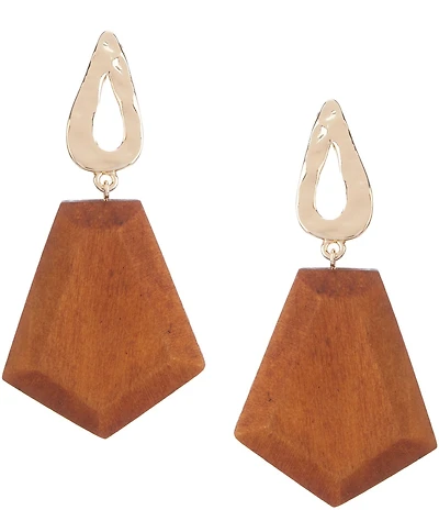 Anna & Ava Geo Wood Statement Drop Earrings