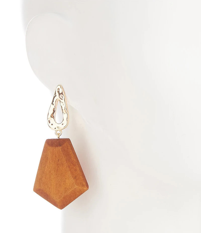 Anna & Ava Geo Wood Statement Drop Earrings