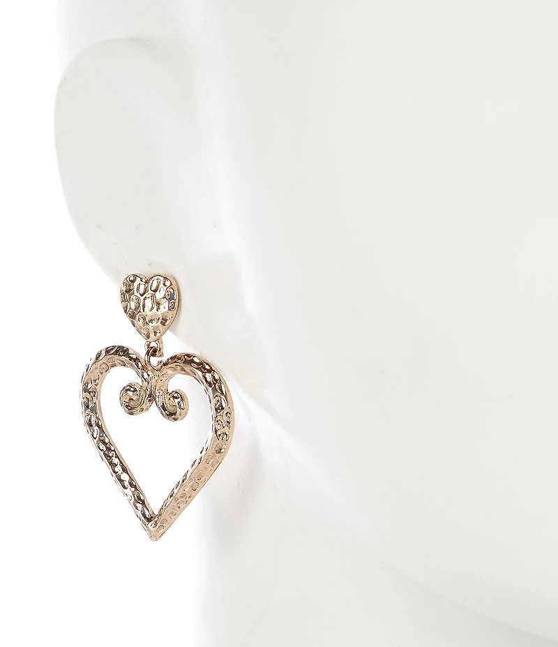 Anna & Ava Hammered Heart Statement Drop Earrings