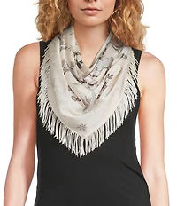 Anna & Ava Ivory Cowboy Print Fringe Triangle Scarf