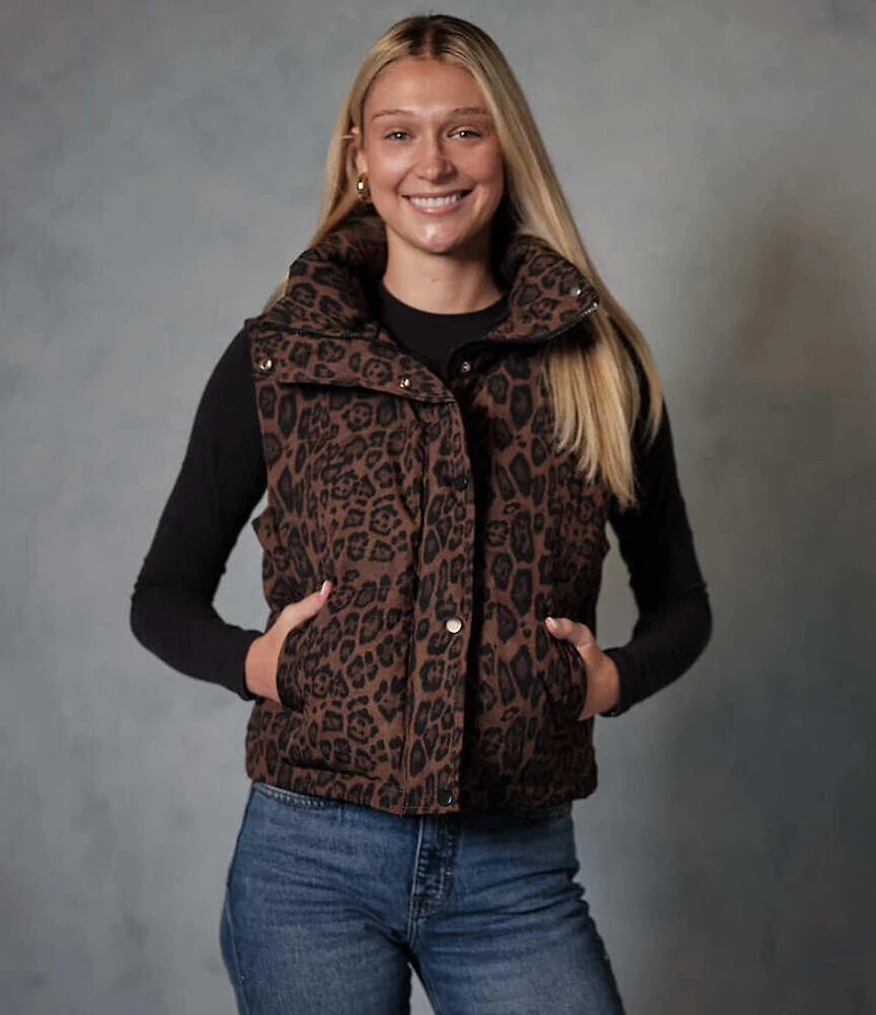 Anna & Ava Leopard Quilted Vest