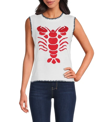 Anna & Ava Lobster Print Whipstitch Knit Vest