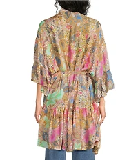 Anna & Ava Long Ruffled Floral Kimono
