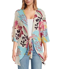 Anna & Ava Multi Floral Tie Front Kimono