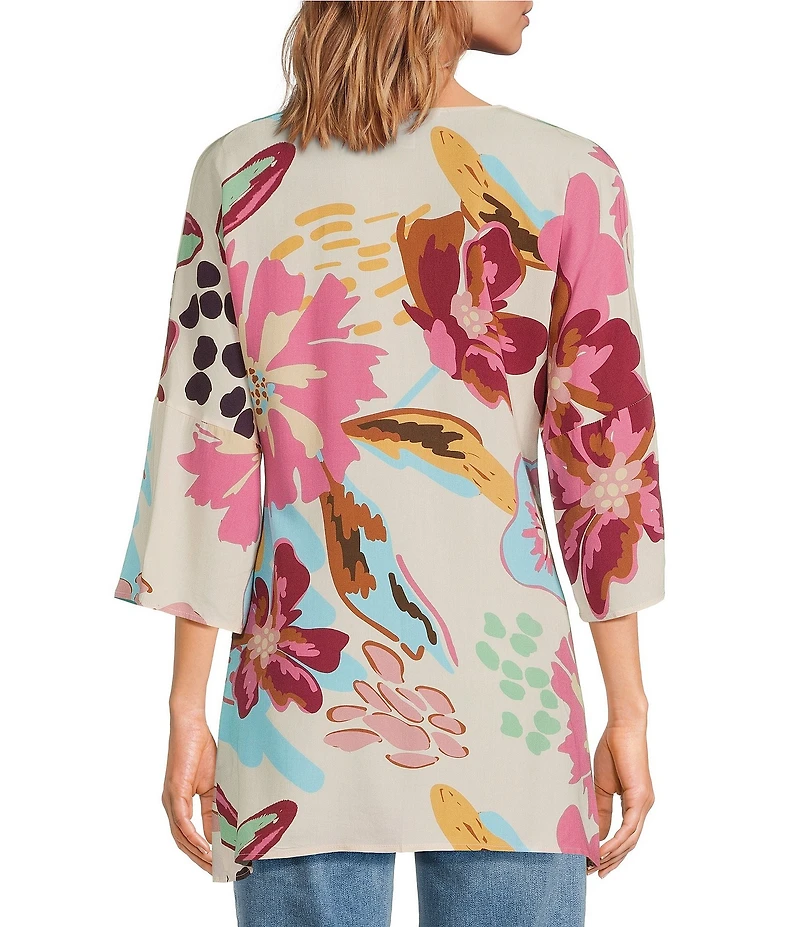 Anna & Ava Multi Floral Tie Front Kimono