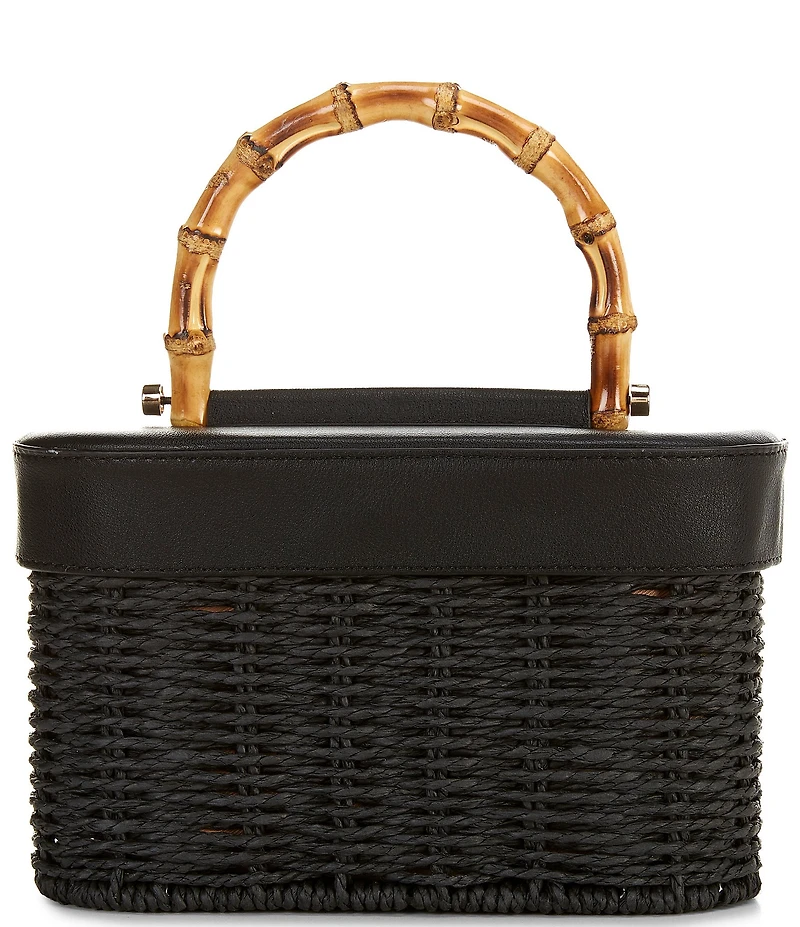 Anna & Ava Odette Straw Bamboo Top Handle Train Case Bag