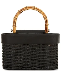 Anna & Ava Odette Straw Bamboo Top Handle Train Case Bag