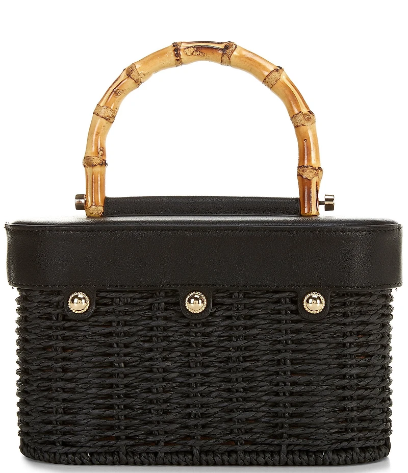Anna & Ava Odette Straw Bamboo Top Handle Train Case Bag