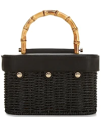 Anna & Ava Odette Straw Bamboo Top Handle Train Case Bag