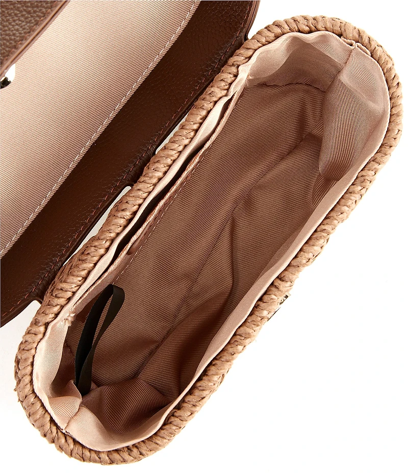 Anna & Ava Odette Straw Bamboo Top Handle Train Case Bag