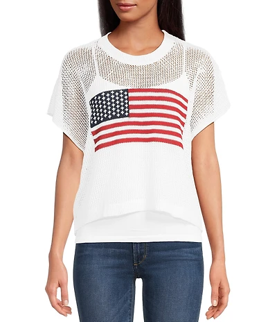 Anna & Ava Open Knit Americana Flag Topper