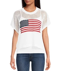 Anna & Ava Open Knit Americana Flag Topper