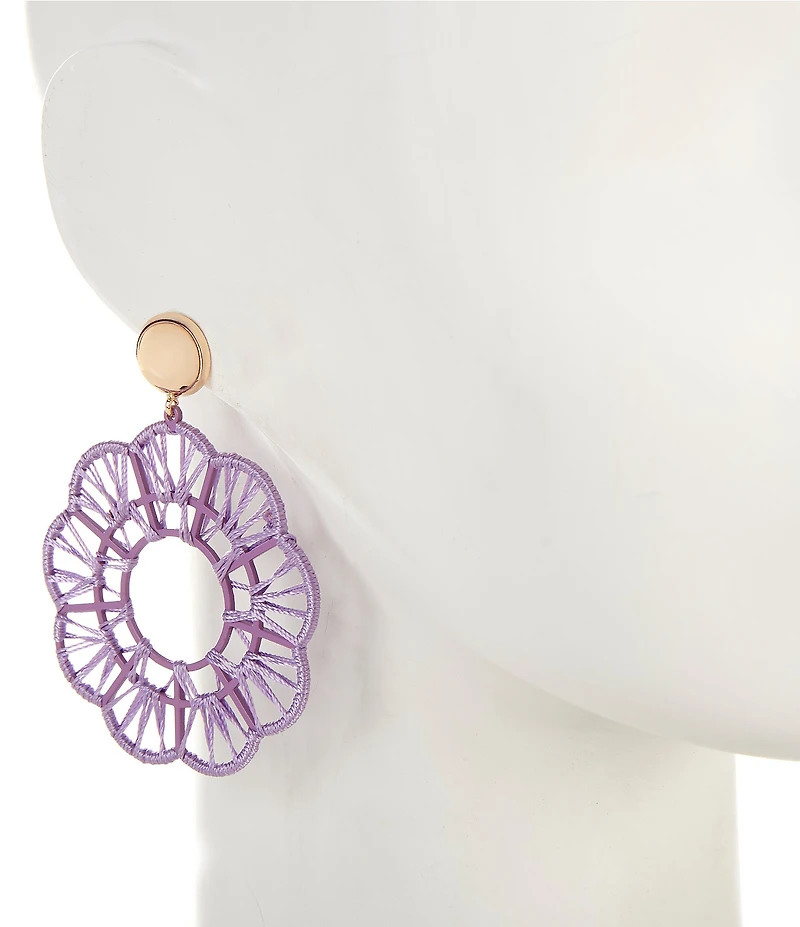 Anna & Ava Oversized Thread Wrapped Wood Circle Drop Earrings