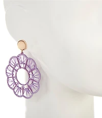 Anna & Ava Oversized Thread Wrapped Wood Circle Drop Earrings