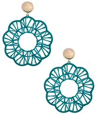 Anna & Ava Oversized Thread Wrapped Wood Circle Drop Earrings