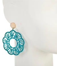 Anna & Ava Oversized Thread Wrapped Wood Circle Drop Earrings
