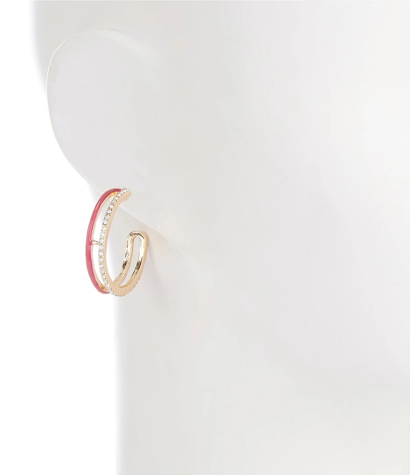 Anna & Ava Pave And Enamel Hoop Earrings