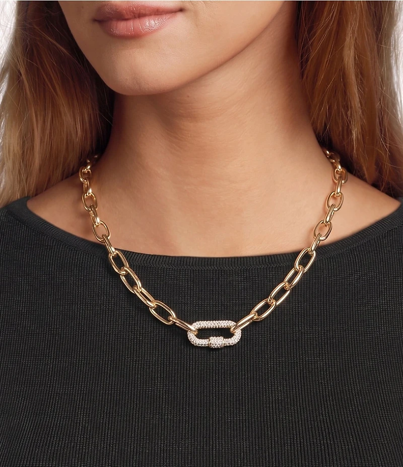 Anna & Ava Pave Crystal Link Paperclip Chain Necklace
