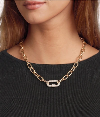 Anna & Ava Pave Crystal Link Paperclip Chain Necklace