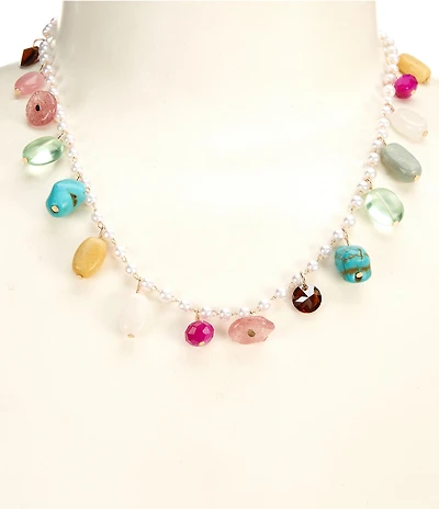 Anna & Ava Pearl & Stone Charms Collar Necklace