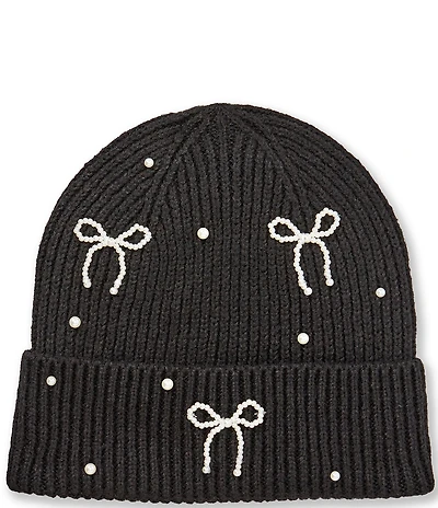 Anna & Ava Pearl Bow Knit Beanie