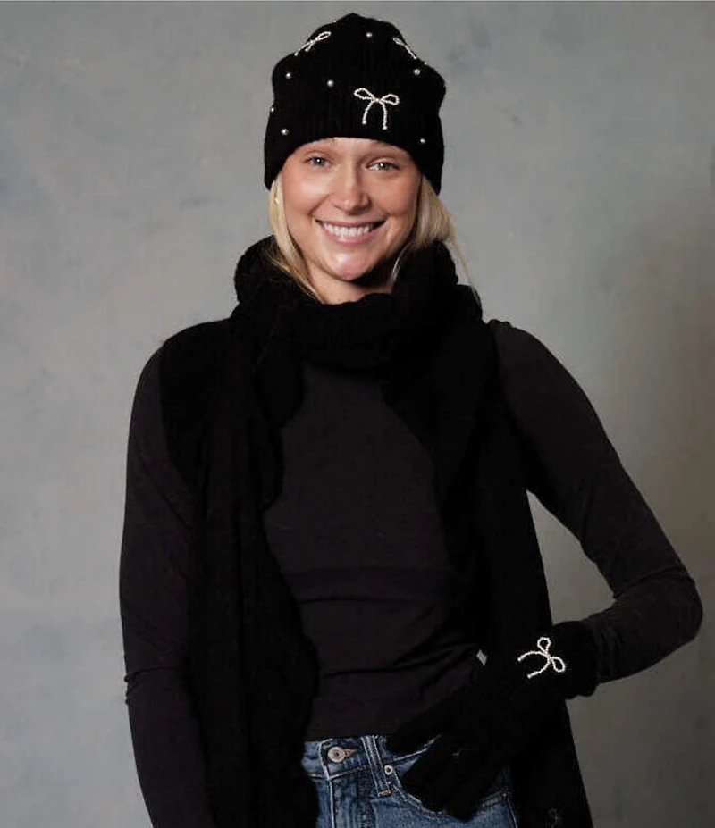 Anna & Ava Pearl Bow Knit Beanie