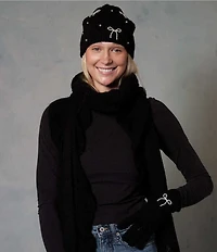 Anna & Ava Pearl Bow Knit Beanie