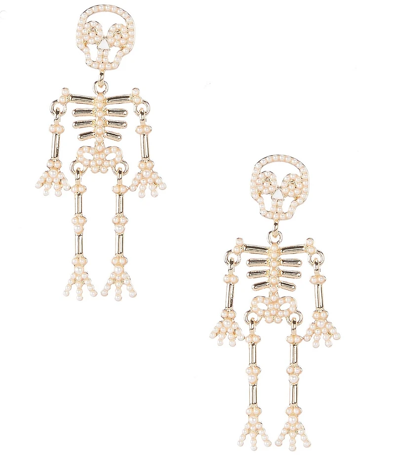 Anna & Ava Pearl Skeleton Drop Earrings