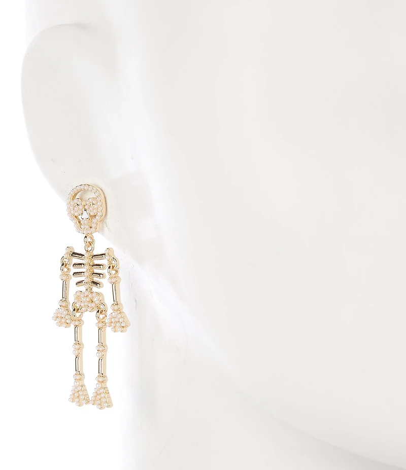 Anna & Ava Pearl Skeleton Drop Earrings