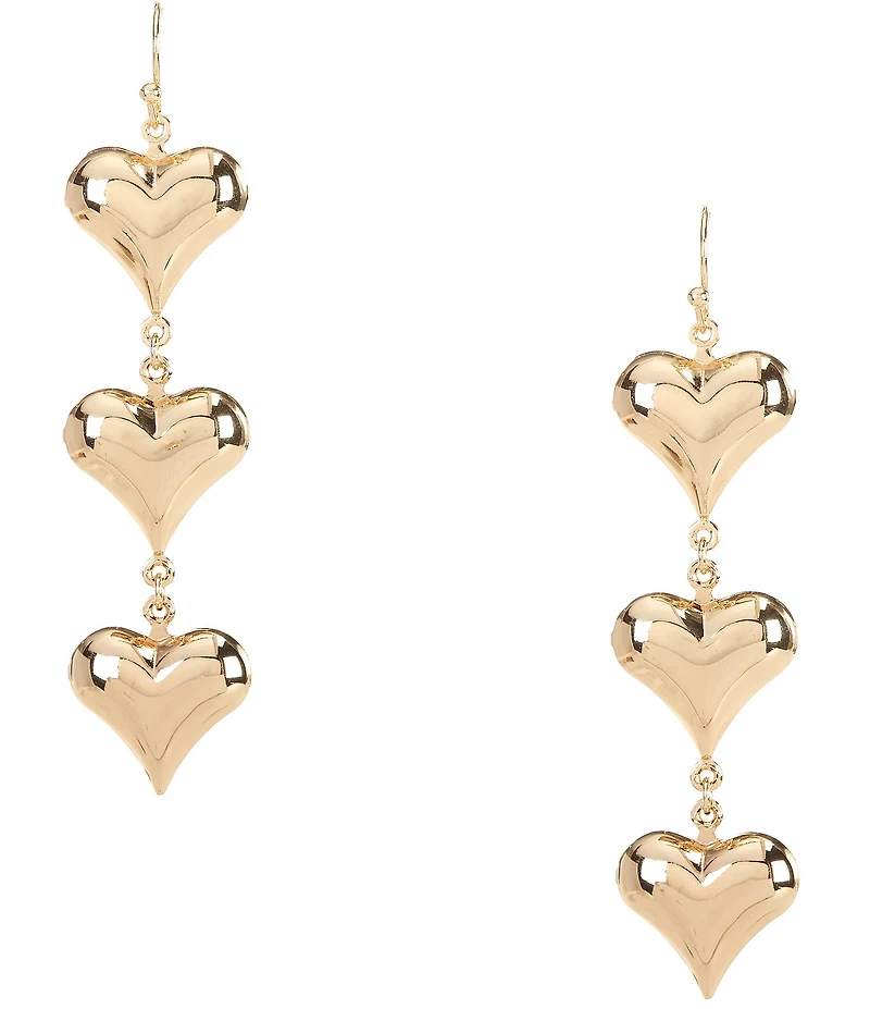 Anna & Ava Puffy Heart Triple Drop Linear Earrings