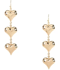 Anna & Ava Puffy Heart Triple Drop Linear Earrings