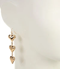 Anna & Ava Puffy Heart Triple Drop Linear Earrings
