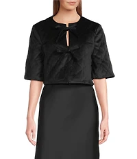 Anna & Ava Quilted Velvet Tie Front Jacket Top