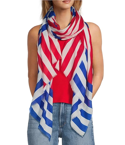 Anna & Ava Red White & Blue Striped Americana Scarf Wrap