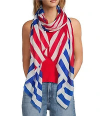 Anna & Ava Red White & Blue Striped Americana Scarf Wrap
