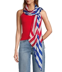 Anna & Ava Red White & Blue Striped Americana Scarf Wrap