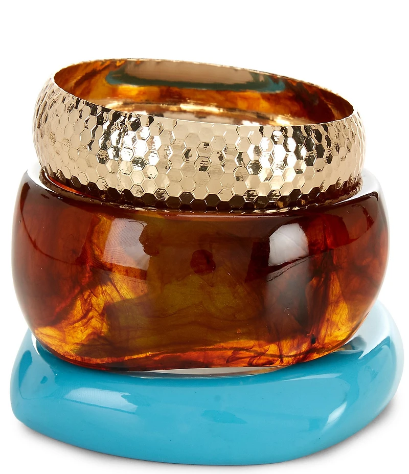 Anna & Ava Resin Metal Bangle Bracelet Set