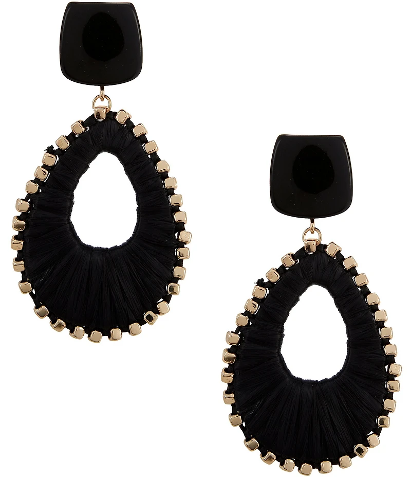 Anna & Ava Resin Post Rafia Thread Wrap Drop Statement Earrings