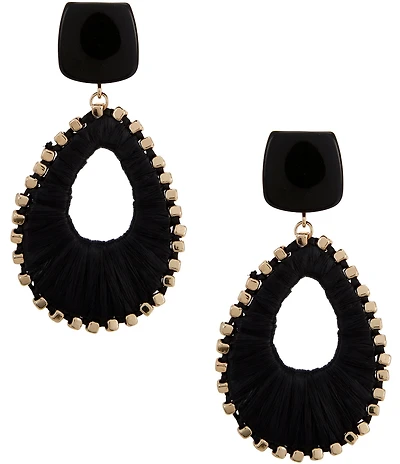Anna & Ava Resin Post Rafia Thread Wrap Drop Statement Earrings