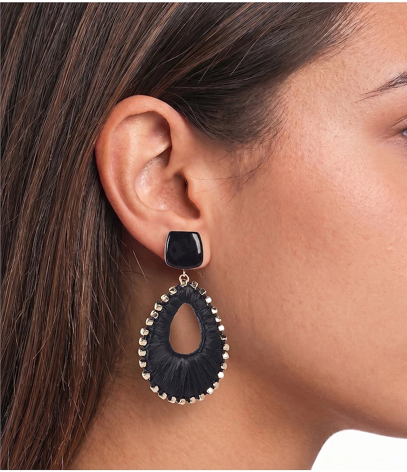 Anna & Ava Resin Post Rafia Thread Wrap Drop Statement Earrings