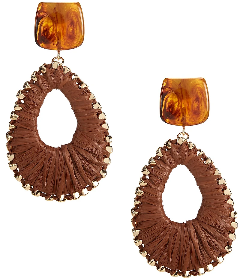 Anna & Ava Resin Post Rafia Thread Wrap Drop Statement Earrings