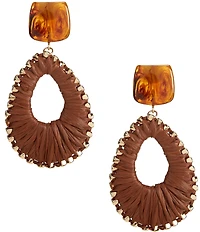 Anna & Ava Resin Post Rafia Thread Wrap Drop Statement Earrings