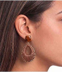 Anna & Ava Resin Post Rafia Thread Wrap Drop Statement Earrings