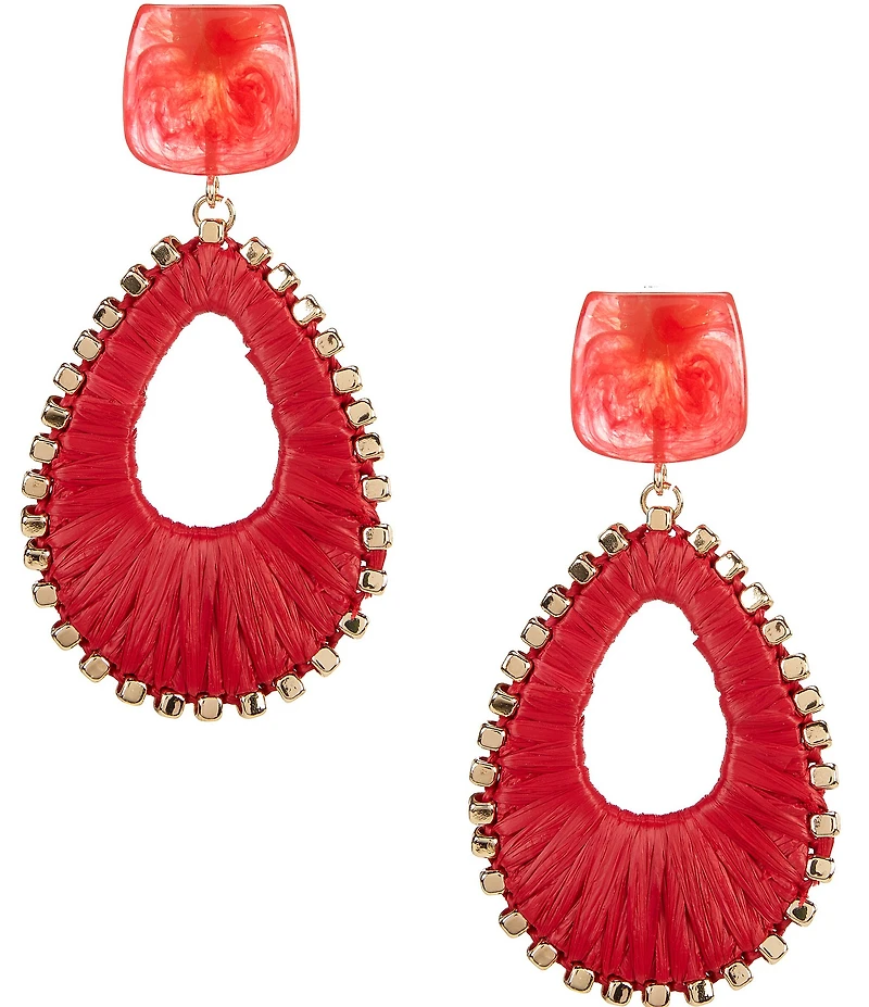 Anna & Ava Resin Post Rafia Thread Wrap Drop Statement Earrings