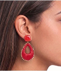 Anna & Ava Resin Post Rafia Thread Wrap Drop Statement Earrings