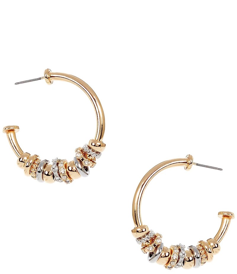 Anna & Ava Rondelle Two Tone Charm Hoop Earrings